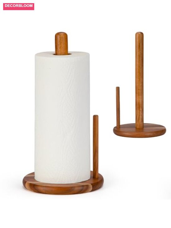 Other - Acacia Wood Paper Towel Holder Countertop Natural Wood Kitchen Roll Holder Easy